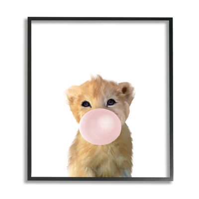 Stupell Industries Baby Lion with Pink Bubble Gum Jungle Animal