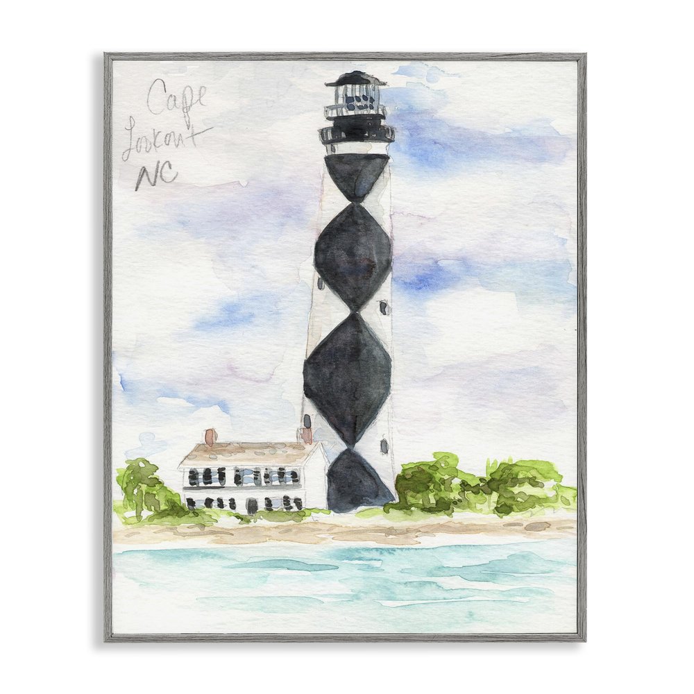 Black Diamond Lighthouse Coastal, 11 x 14 Inch Framed Gicle Print