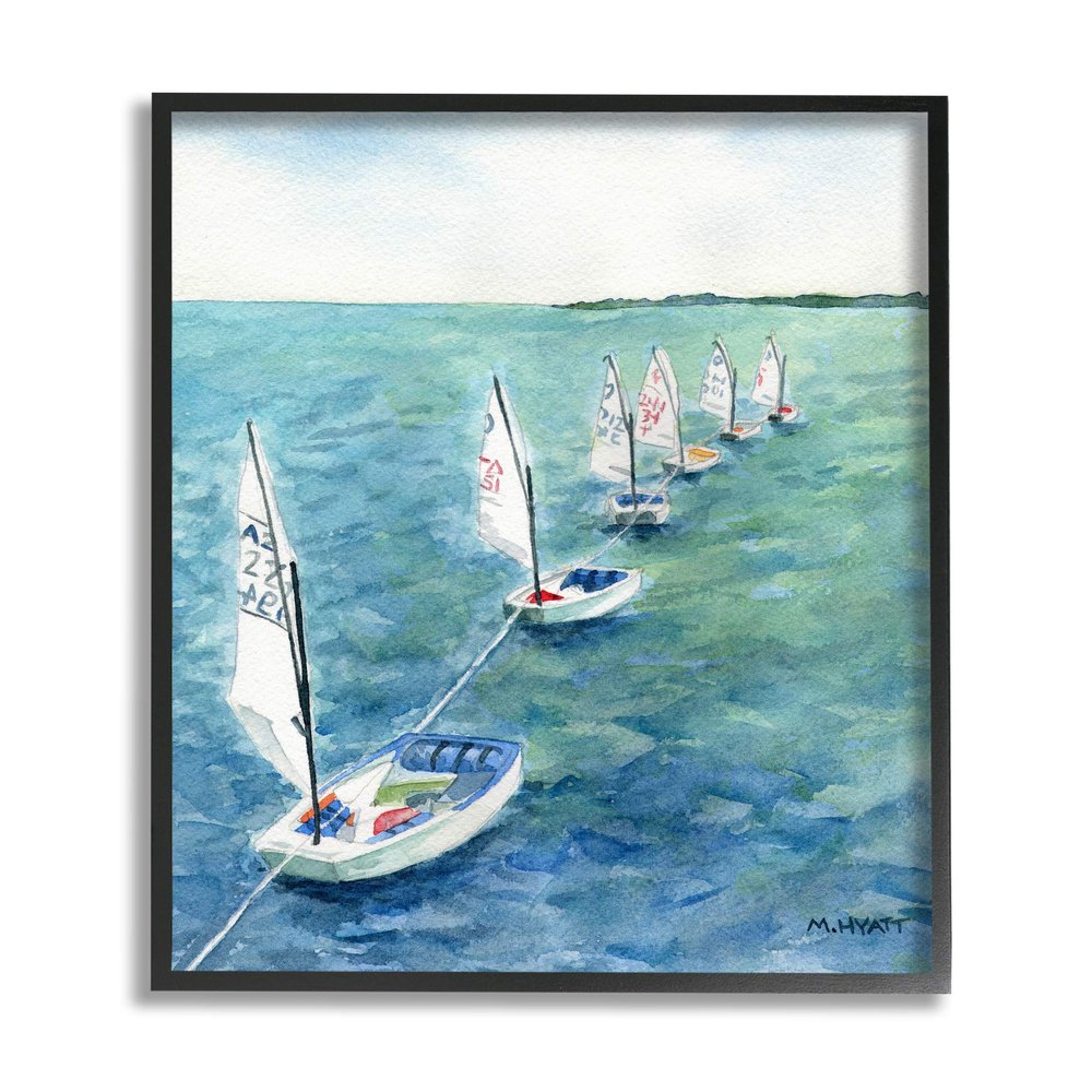 Stupell Industries Sail Boats Floating in a Row Coastal Landscape