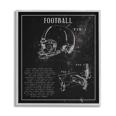 Stupell Industries Football Helmet Sports Chart Retro Figure