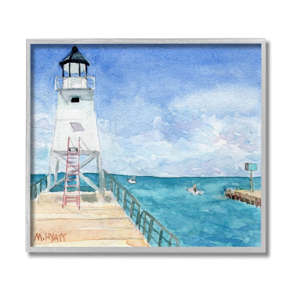 Stupell Industries Boardwalk Leading to Lighthouse Seaside Landscape