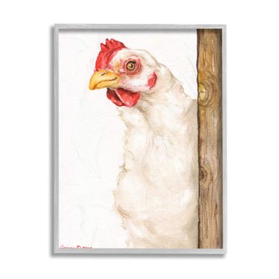 Stupell Industries Chicken Behind Fence Farm Animal Portrait