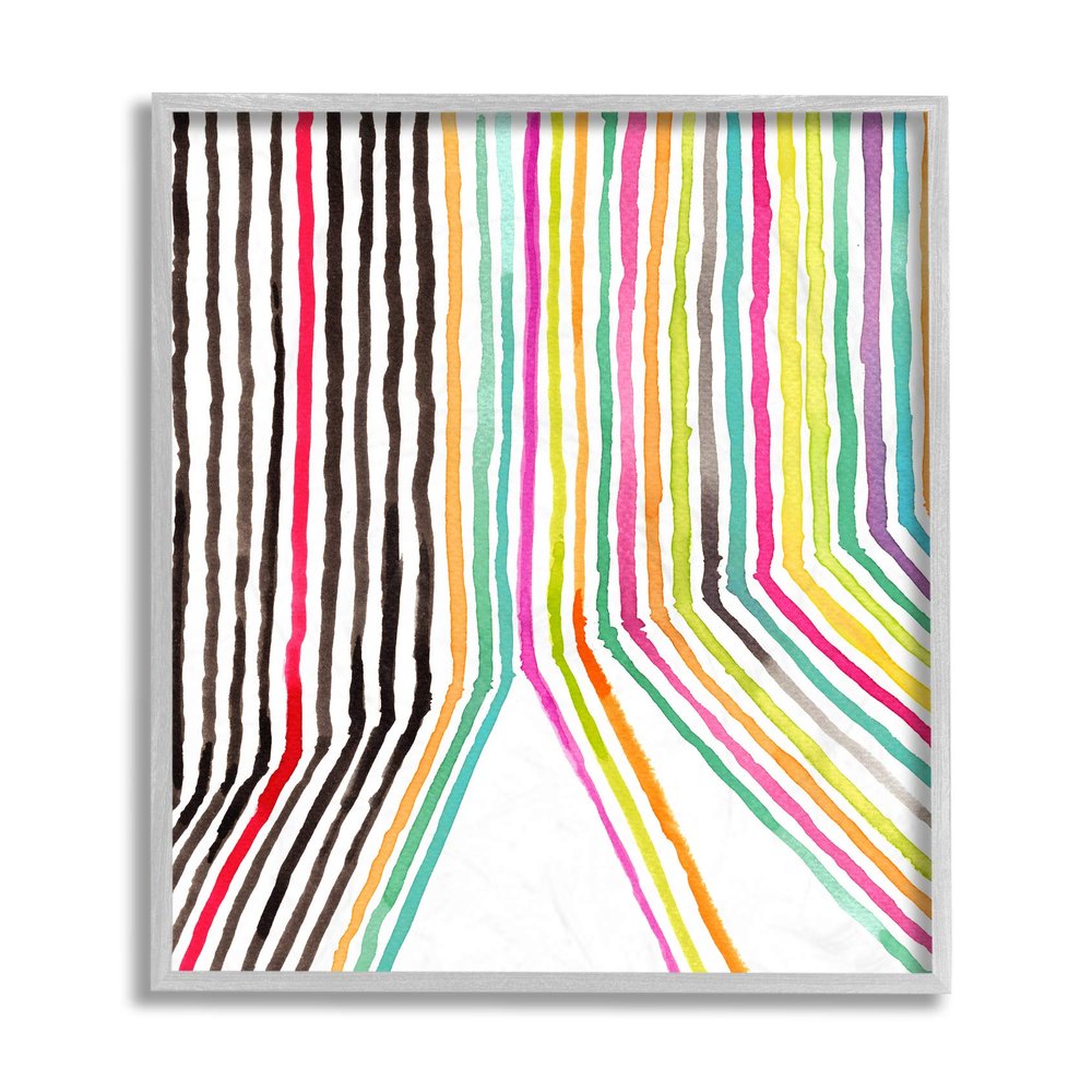 Stupell Industries Asymmetrical Line Breaks Between Fold Vibrant Rainbow