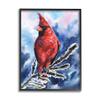 Stupell Industries Red Cardinal Perched on Pine Branch Over Blue view 1