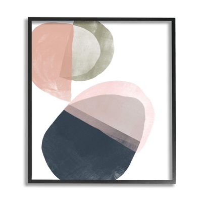 Stupell Industries Asymmetrical Capsule Abstraction Blue Green Pink, Design by June Erica Vess Black Framed Wall Art, 11 x 14, White