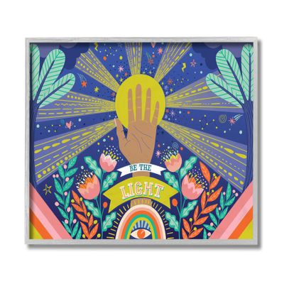 Stupell Industries Be The Light Quote Boho Chic Floral Sunrays