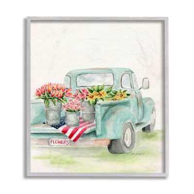 Stupell Industries Vintage Blue Pick-Up Truck Floral Farm Bouquets