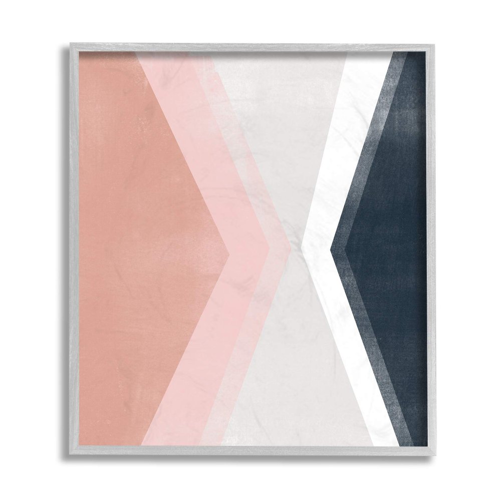 Stupell Industries Asymmetrical Angles Mirrored Pink Blue Shape Abstraction, Design by June Erica Vess Grey Framed Wall Art, 16 x 20