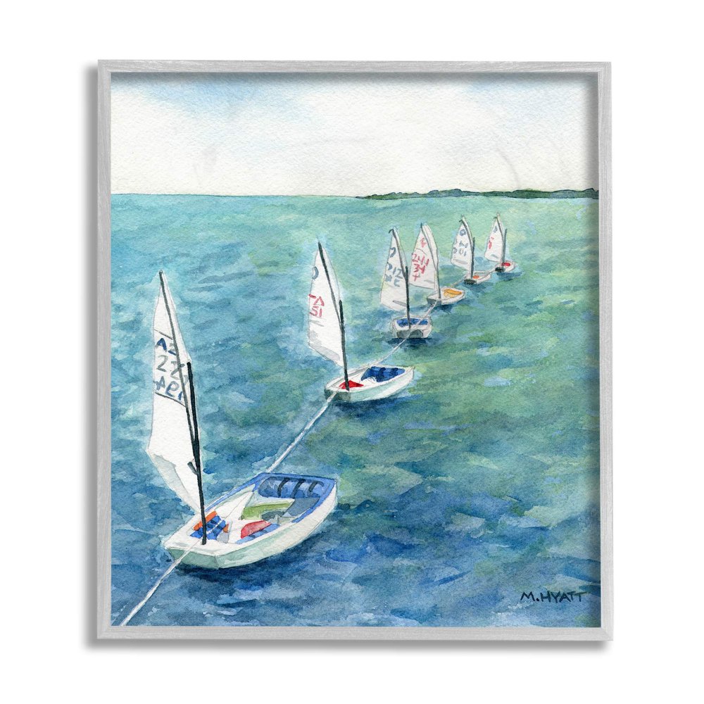 Stupell Industries Sail Boats Floating in a Row Coastal Landscape