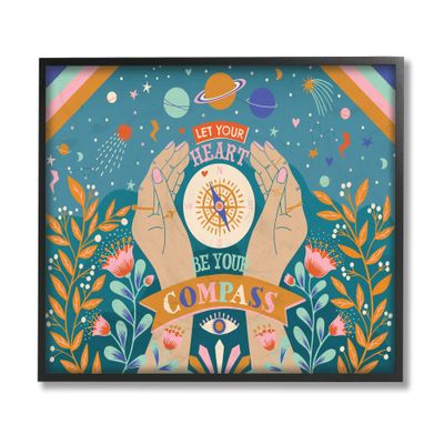 Stupell Industries Heart Be Your Compass Phrase Boho Chic Constellations