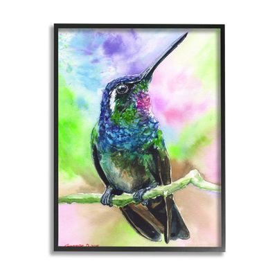 Stupell Industries Vibrant Hummingbird Perched Soft Tie-Dye