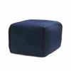 LR Home Handmade Contemporary Solid Square Indoor Medium Pouf Ottoman, Insignia Blue | Hand-Made Cotton Foot Rest for Home Decor | 18 x 18 x 14 Filled Pouf for Living Room & Bedroom view 2