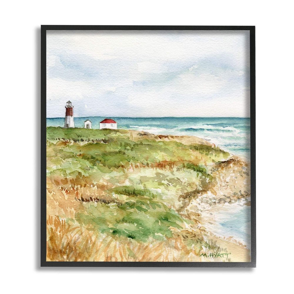Stupell Industries Point Judith Cliffside Lighthouse Coastal Landscape