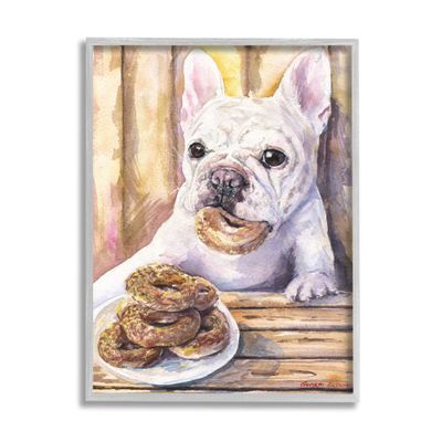Stupell Industries French Bulldog with Donuts Dessert Pet Dog