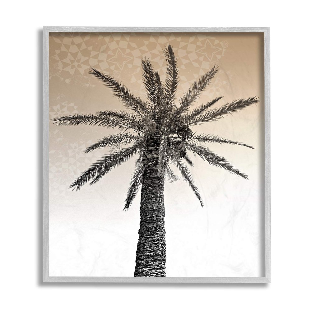 Stupell Industries Palm Tree Tropics Beige Geometric Pattern Sky