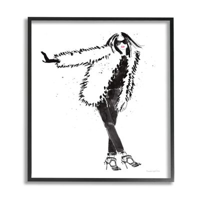 Stupell Industries Luxurious Fashionista Sassy Glam Pose Fur Coat