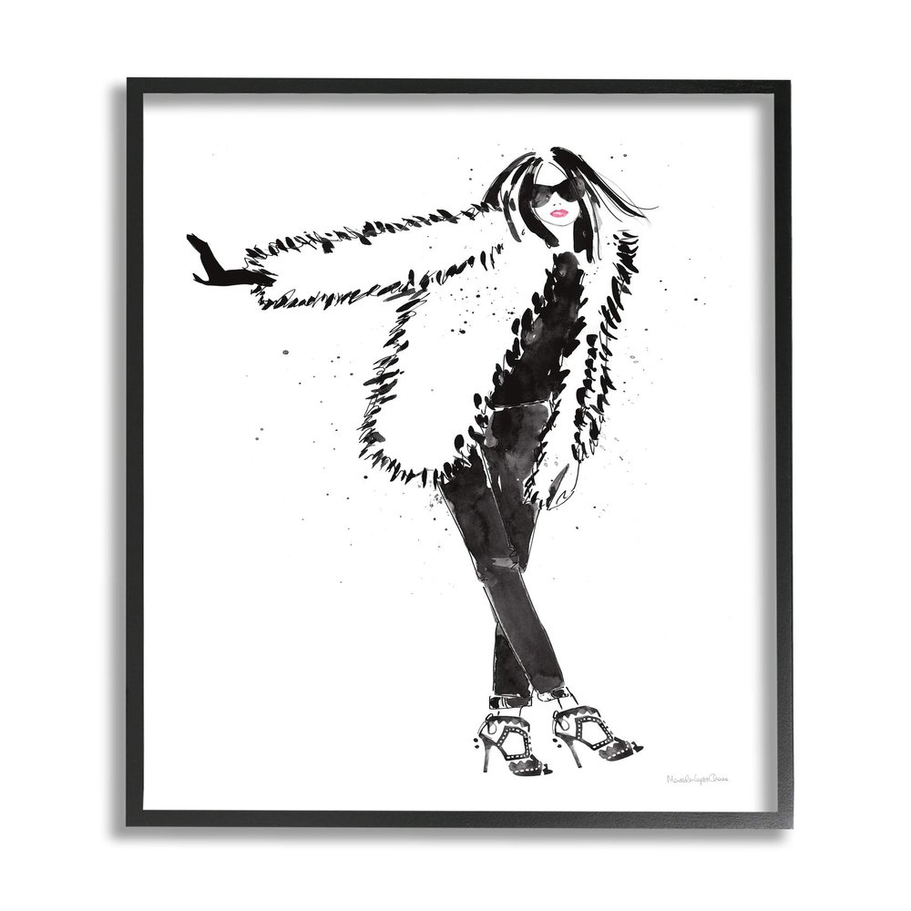 Stupell Industries Luxurious Fashionista Sassy Glam Pose Fur Coat