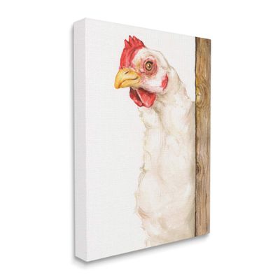 Stupell Industries Chicken Behind Fence Farm Animal Portrait
