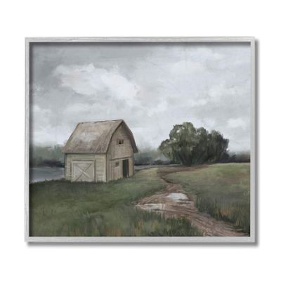 Stupell Industries Cloudy Barn Side Landscape Darkened Meadow
