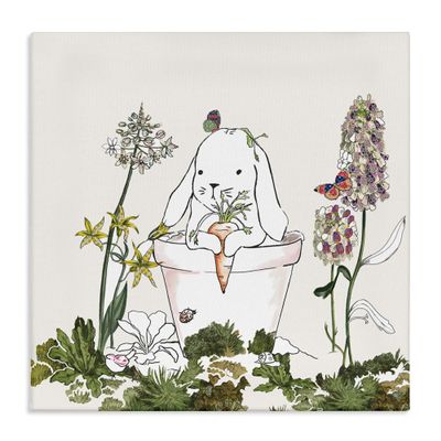 Stupell Industries Bunny in Flower Pot Lilac Florals Blooming