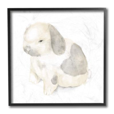 Adorable Baby Bunny Soft Grey Beige Illustration