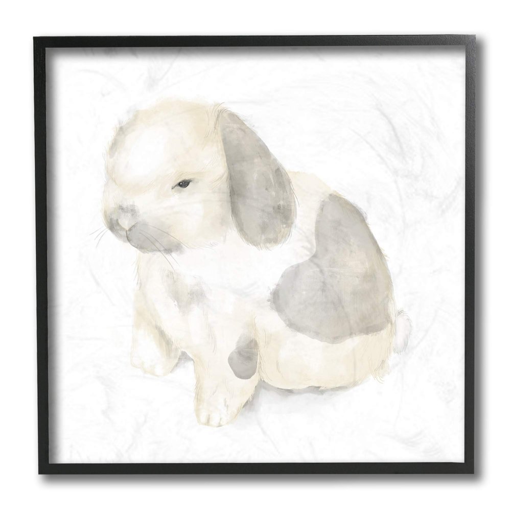Adorable Baby Bunny Soft Grey Beige Illustration