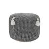 L. R. Resources, Inc. LR Home White/Black Striped Cotton Ottoman Pouf for Home Decor | Hand-Made Classic Foot Rest for Bedroom & Living Room Decor | 18 x 18 x 14 Stuffed Pouf for Seating view 2