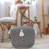 L. R. Resources, Inc. LR Home White/Black Striped Cotton Ottoman Pouf for Home Decor | Hand-Made Classic Foot Rest for Bedroom & Living Room Decor | 18 x 18 x 14 Stuffed Pouf for Seating view 4