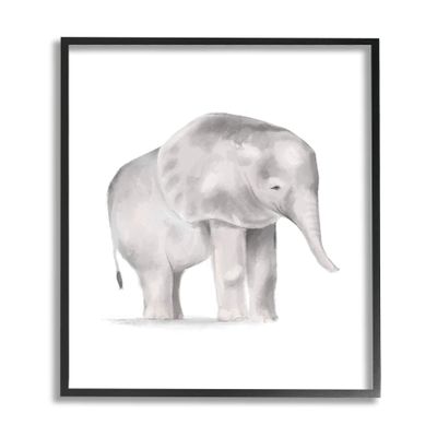Standing Baby Elephant Soft Grey Illustration