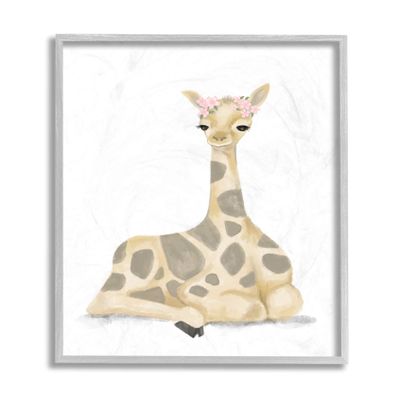 Floral Crown Baby Giraffe Soft Animal Illustration