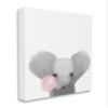 Stupell Industries Baby Elephant with Pink Bubble Gum Safari Animal, Design by Leah Straatsma Canvas Wall Art, 16 x 20, White view 1