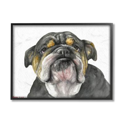 Stupell Industries Chubby Bulldog Portrait Old Dog Charm Black Brown