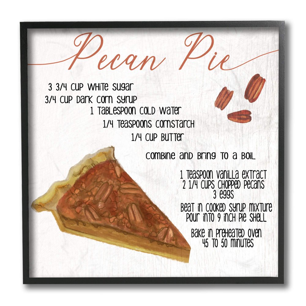 Stupell Industries Charming Pecan Pie Recipe Autumn Harvest Dessert