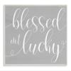 Stupell Industries Blessed Not Lucky Quote Soft Cursive Typography, Design by Daphne Polselli Wall Plaque, 10 x 15, Grey view 1