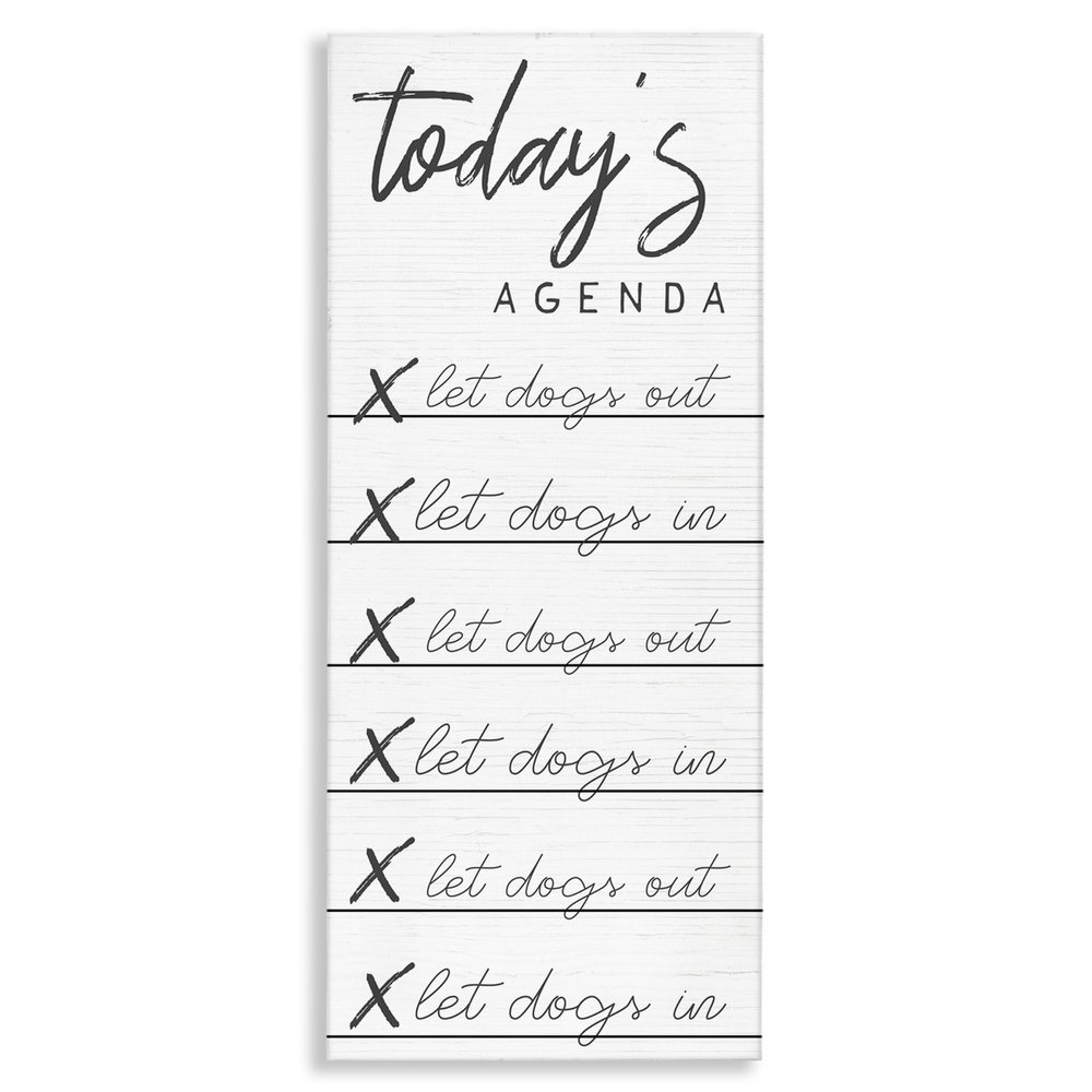 Stupell Industries Today's Agenda Taking Dog Out Funny Checklist, Design by Daphne Polselli Canvas Wall Art, 10x24, Off- White