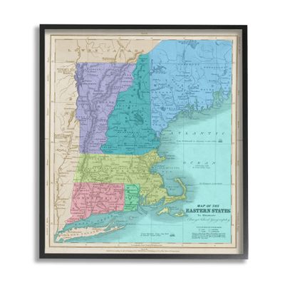 Map of Eastern States New England Border Lines