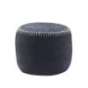 LR Home Navy Bordered Cotton Ottoman Pouf for Home Decor | Hand-Made Modern Foot Rest for Bedroom & Living Room Decor | 18 x 18 x 14 Stuffed Pouf for Seating view 1