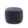 LR Home Navy Bordered Cotton Ottoman Pouf for Home Decor | Hand-Made Modern Foot Rest for Bedroom & Living Room Decor | 18 x 18 x 14 Stuffed Pouf for Seating view 2