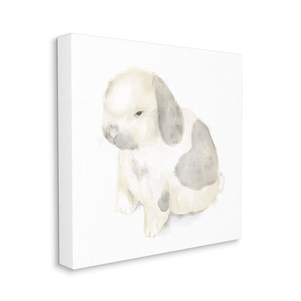 Stupell Industries Adorable Baby Bunny Soft Grey Beige Illustration