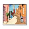 Stupell Industries European City Roadside Landscape Blue Street Vespa view 1