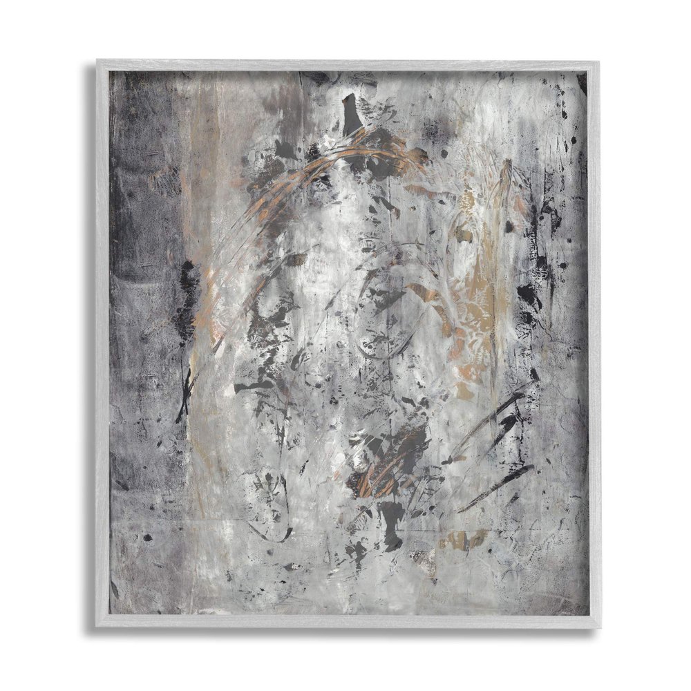 Stupell Industries Ancient Brush Stroke Abstract Black Brown Grey
