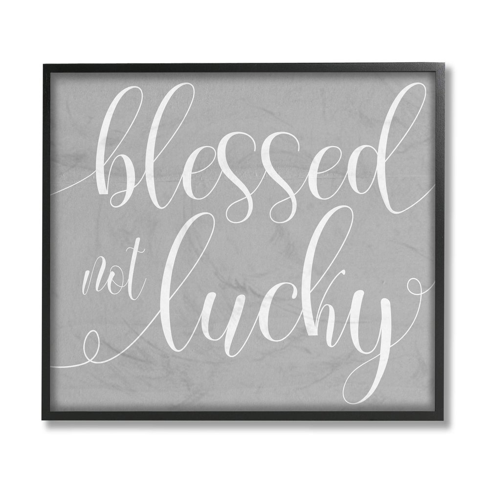Stupell Industries Blessed Not Lucky Quote Soft Cursive Typography