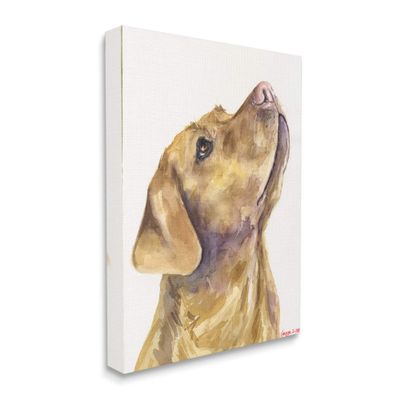 Stupell Industries Yellow Lab Gazing Upwards Pet Dog Portrait, Design by George Dyachenko Canvas Wall Art, 16 x 20, White