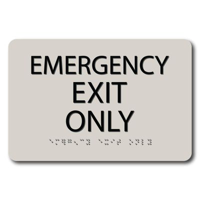 The Sign Studio - 4" x 5" Ash/Black - ADA - Emergency Exit Only Sign with Tactile & Braille
