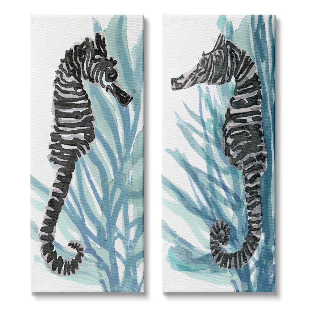 Stupell Industries Zebra Striped Sea Horses Blue Ocean Coral
