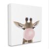 Stupell Industries Baby Giraffe with Pink Bubble Gum Safari Animal, Design by Leah Straatsma Canvas Wall Art, 24 x 30, White view 1