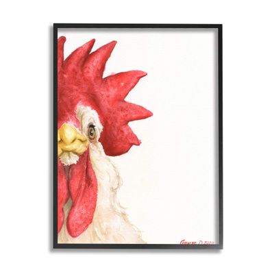 Stupell Industries Farm Rooster Close Up Portrait Big Red Bird
