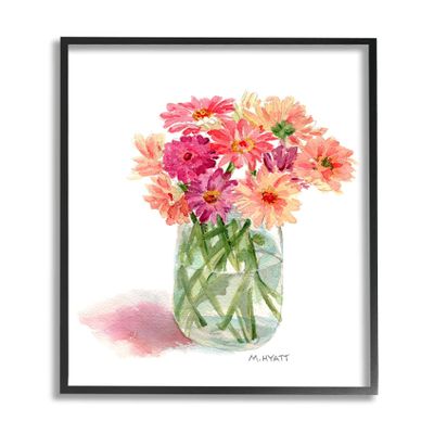 Stupell Industries Pink Daisy Watercolor Bouquet in Canning Jar