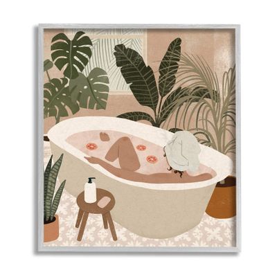 Stupell Industries Female Fruit Bath Tropical Palm Plants