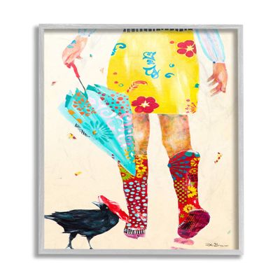 Stupell Industries Walking in Rainboots Cheerful Vibrant Pattern